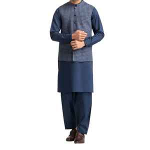 La mayoría de los hombres de tendencia Salwar Kameez Set 2024 último estilo personalizado bordado Slim Fit algodón fiesta ropa de invierno - Product Image 1