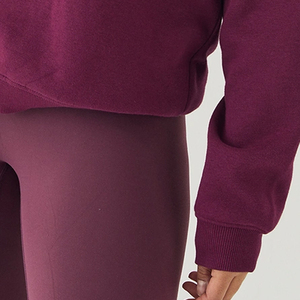 Sweat-shirt pour femme à manches longues, service OEM, avec logo personnalisé, col rabattu, pour les acheteurs en gros, vêtements décontractés - Product Image 3