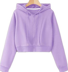 100% Cotton <b>Women</b> Zipper Hoodie Simple Trendy Solid <b>Pattern</b> High Quality Hoodies with Low MOQ - Product Image 2