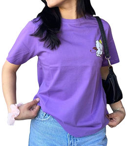 Vente en gros Col rond décontracté coupe régulière pour femmes 100% coton/élasthanne Logo tricoté respirant séchage rapide anti-rides solide - Product Image 5