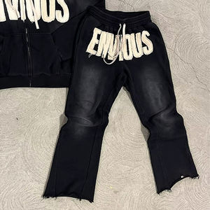 Nouveau pantalon de survêtement décontracté pour homme, coupe droite, léger, effet vieilli, brodé, taille mi-haute, haute qualité avec services OEM - Product Image 3