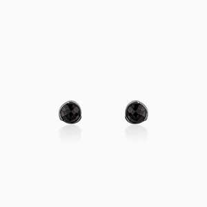 Black Rhodium Stainless Steel <b>Charm</b> <b>Earrings</b> with Sapphire Black Mighty <b>Hoop</b> Design <b>for</b> Him Wedding Occasions - Product Image 3