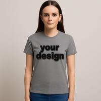 Kaos Denim Batik Wanita Custom, Kaos Katun Polos Musim Panas, Atasan Kasual Basic, Pakaian Anak OEM/ODM