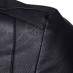 Veste en cuir chaude d'hiver décontractée pour hommes avec col montant, respirante, écologique, personnalisable avec logo sur le devant - Product Image 6