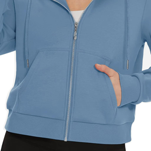 Best Selling Heavy Weight Cotton Pullover Zipper <b>Women's</b> Hoodies Blank Custom Logo Streetwear OEM Active Gym Training Hoodie - Product Image 2