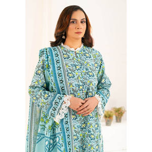 Ensemble de costume Khaddar pour femmes en coton 100% imprimé 3 pièces avec dupatta en dentelle K-52093 - Product Image 1