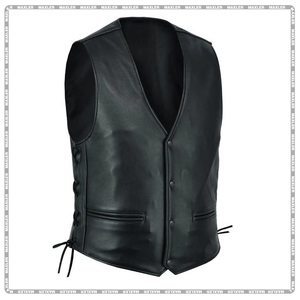 Gilet en cuir perforé noir pour motard, en cuir de vachette, avec logo personnalisé, vêtement d'extérieur décontracté pour l'hiver - Product Image 2
