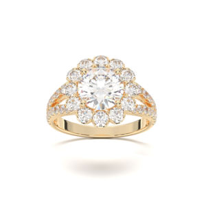 Anillo de compromiso de Halo de diamante de corte redondo de moissanita de 2,50 quilates de E-F/VVS-VS hecho en plata para mujer - Product Image 5