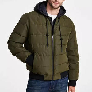 Blouson Bomber Léger Imperméable Respirant à Capuche Fermeture Éclair Intégrale Uni Décontracté Extérieur Hiver Blouson Matelassé - Product Image 1
