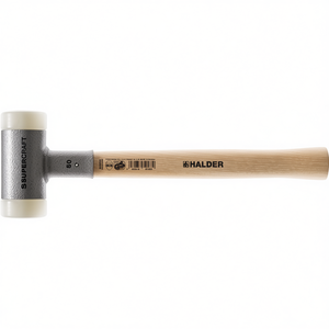 ค้อนหน้าอ่อนซุปเปอร์คราฟท์สำหรับเครื่องดนตรีประเภทตี ความยาว 370 มม. เส้นผ่านศูนย์กลางหัว 60 มม. ไม้ฮิกกอรี่ ไนลอนแข็งแบบไม่สะท้อนกลับ สีขาว HALDER - Product Image 3