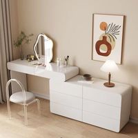 Table de maquillage rétractable de style Wabi Sabi, taille personnalisable, MDF blanc, combinaisons optionnelles, coiffeuse moderne pour chambre à coucher