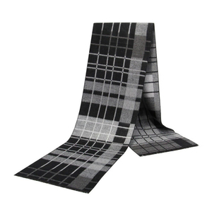 Long Plaid Silk Scarf Unisex Winter Accessory for Daily Wear Black Gray Pattern Simple Style Adult Size - Product Image 4