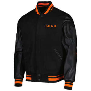 Chaquetas de Béisbol Personalizadas con Logotipo en Color, Chaquetas Escolares de Algodón con Mangas de Cuero para Hombre, Venta al por Mayor - Product Image 4