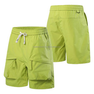 Pantalones cortos Cargo Retro de verano para hombre con decoración de patrón, pantalones cortos informales para correr con múltiples bolsillos, ropa de cintura elástica - Product Image 1