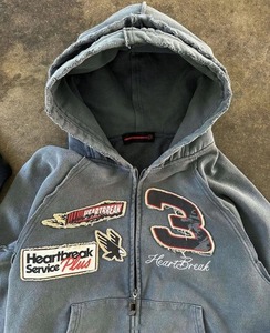 Custom Men's Reversible Stitch Stonewashed Technique Distressed <b>Oversized</b> Double-Zip <b>Hoodie</b> Sun Faded Acid Wash Zip 100% Autumn - Product Image 3
