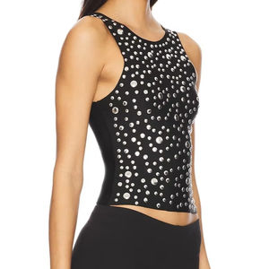 Chaleco Corto Informal Vintage de Punto Impermeable para Mujer, Otoño Invierno 2025, con Pedrería, Spandex/Poliéster, Botones en la Placket - Product Image 3