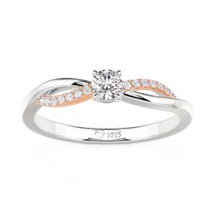 Anillo de Promesa Jeulia de Dos Tonos con Corte Redondo para Mujer - Product Image 3