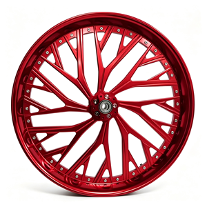Juego de <span class=keywords><strong>3</strong></span> Ruedas Forjadas para Motocicleta Sera, Color Rojo Dorado/Negro, Diseño Multirradio, para <span class=keywords><strong>Harley</strong></span> Davidson Personalizado, 18-32 Pulgadas, OEM ODM - Product Image 2