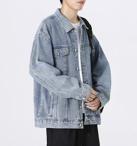 EH-082แจ็กเก็ตยีนส์สำหรับผู้ชายเสื้อแจ็กเก็ตยีนส์โอเวอร์ไซส์ล้างกรดซักได้ - Product Image 4