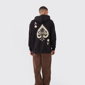 Vente en gros de service OEM sweats à capuche pour hommes nouveau design sweats à capuche basiques en coton mélangé léger couleur unie avec techniques brodées - Product Image 2