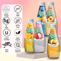 Toptancı fiyat şeftali fesleğen suyu içecek 280ml (9.8 Floz) Vietnam fabrika | Şekersiz ücretsiz örnek özel etiket OEM/ ODM