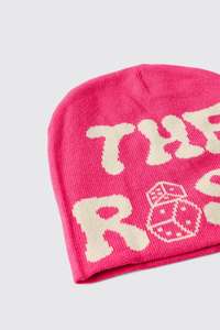 Vente en gros OEM Bonnet en tricot jacquard personnalisé rose motif de broderie 3D chapeau d'hiver chaud en acrylique unisexe Y2K Streetwear bonnet en tricot doux - Product Image 4