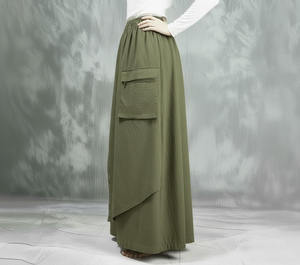 Falda Midi Informal para Mujer, Holgada, con Cintura Elástica, de Poliéster y Elastano - Product Image 2