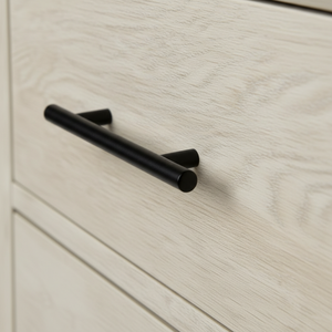 Mesa de centro moderna con patas de color arena blanca, madera de caucho duradera, chapa de roble MDF - Product Image 4