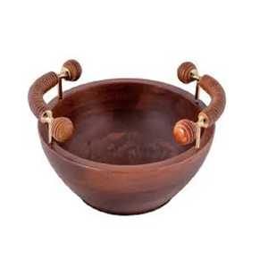 Tazón de madera con mango de metal para servir, juego de cuencos desechables ecológicos, regalo de negocios de estilo americano, ensalada para servir en el hogar, uso doméstico - Product Image 5