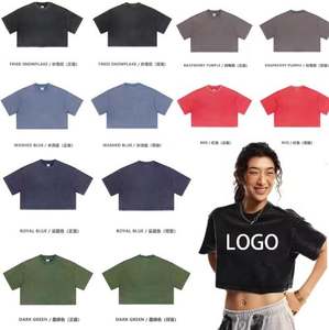 Vente en gros été femmes surdimensionné recadrée coton T-Shirts mode Vintage décontracté femmes recadrée vêtements T-shirt bouffant impression - Product Image 6