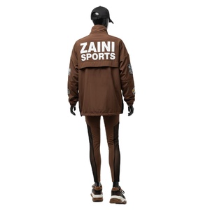 Conjunto de Chaqueta Cortavientos para Mujer, Tela de Nailon y Poliéster Ligera, Diseño de Paneles Marrones, Logotipo Personalizado con Transferencia de Calor, Conjunto de Chaqueta Cortavientos de Talla Grande - Product Image 2