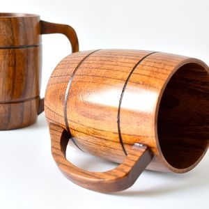 Tasse à bière en bois nordique avec logo personnalisé tasse à café en céramique à base de liège avec fond en liège isolé en bois pour Noël - Product Image 5