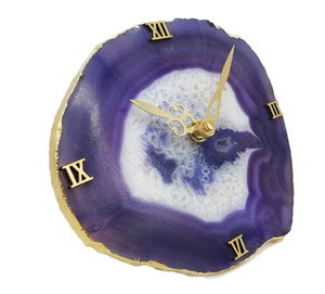 INCREÍBLE RELOJ DE ÁGATA CON SOPORTE DE MADERA/Relojes de mesa de posavasos de ágata galvanizada natural/RELOJES DE MESA DE ÁGATA VERDE - Product Image 5