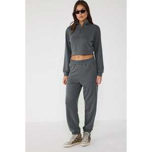 Sudadera Corta con Cierre de Cremallera Color Carbón - Product Image 4