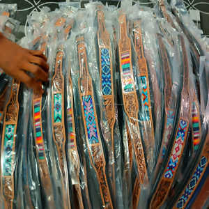 Collar de perro con cuentas occidentales de diseñador de tamaño pequeño al por mayor, collar de perro de herramientas de mano de cuero de vaca acolchado suave para rodeo, collar de perro - Product Image 3