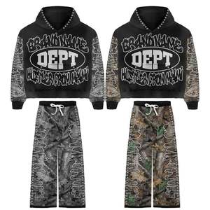 Streetwear à la mode personnalisé de haute qualité en coton polaire imprimé surdimensionné soleil délavé à l'acide surdimensionné style Baggy survêtement - Product Image 4