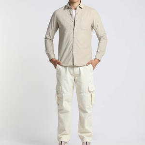 Pantalon cargo régulier décontracté à la taille moyenne avec 6 poches pour hommes, avec cordon de serrage, tissu Oxford imprimé avec logo personnalisé et respirant - Product Image 4