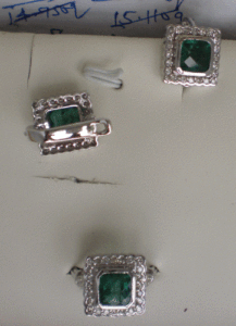 14K Gold Fine Jewelry <b>Set</b> with Emerald Cut Diamond Zircon & <b>Pearl</b> Rose Gold Plated for Weddings & Parties - Product Image 1