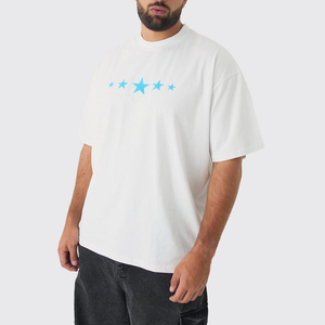 T-shirts personnalisés en coton éponge français imprimés en 3D pour hommes coupe surdimensionnée avec méthode d'impression numérique sérigraphie - Product Image 2