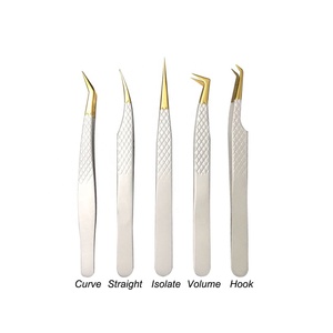 Pinzas para extensiones de pestañas de acero inoxidable Diamond Grip, aplicador de etiqueta privada personalizable con puntas de fibra de volumen puntiagudas - Product Image 2