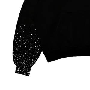 Sweat-shirt à capuche tendance pour homme avec strass, style streetwear, fermeture éclair, manches oversize, strass, sweat-shirt tendance OEM - Product Image 3