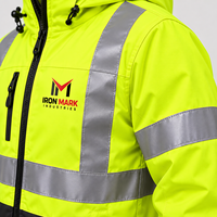 Veste de travail de sécurité en coton imperméable réfléchissant haute visibilité, à capuche, softshell, uniforme, logo personnalisé OEM, fusion sans couture