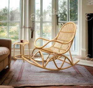 Vintage Design Rocking Chair Elderly Adults Comfortable <b>Swing</b> Chair Armchair Cane Bamboo Garden <b>Sets</b> Furniture Outdoor - Product Image 2