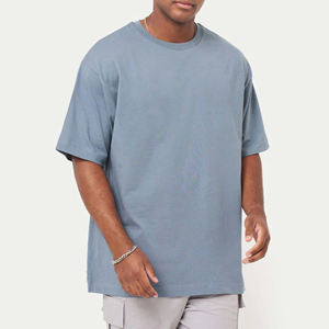 Camiseta personalizada para hombre, serigrafía, tela de rizo de gran tamaño, teñido liso, cuello redondo, patrón sólido, camisetas de gran tamaño para hombre - Product Image 1