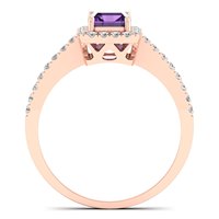 Bague personnalisée en or rose massif 18 carats diamant naturel violet améthyste pierre précieuse bague de mariage pour cadeau taille femme homme