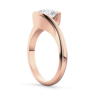 Bague de fiançailles solitaire en or rose 14 carats avec serti en spirale, diamant serti par tension, 5,00 g, pour femme - Product Image 3