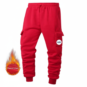 Men Winter <b>Fleece</b> Drawstring Mid Waist Printed Warm Windproof Sport Jogger Pants Casual Cargo <b>Trousers</b> - Product Image 4