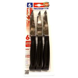 Juego de 6 Cuchillos para Carne Bonomi de Acero Inoxidable, Hoja Dentada de 11 cm en Negro, 82006N, Cubertería - Product Image 1