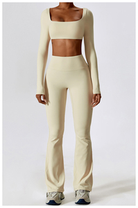 Logo personnalisé pour femmes Gym Fitness ensemble de vêtements de sport 2 pièces solide motif à carreaux équipement de yoga - Product Image 2