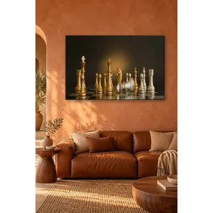 Impression sur toile des pièces d'échecs en or et argent Fida - Product Image 2